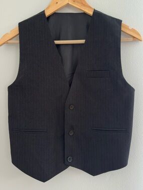 Classic Boy’s Pinstripe Vest in Black